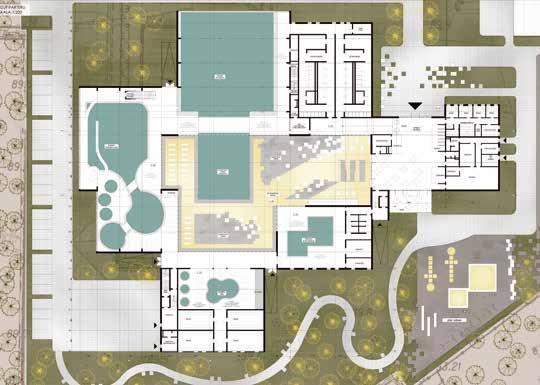 WYRÓŻNIENIA PRACA FINAŁOWA BUILDER FOR THE YOUNG ARCHITECTS 74 Koncepcja zespołu basenowego w Inowrocławiu oparta jest na połączeniu tradycji i nowoczesności.