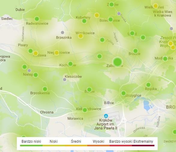 Wyniki aktualnych pomiarów są dostępne w sieci pod adresem https://airly.eu.