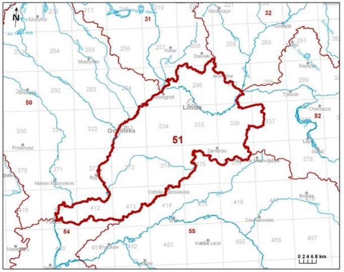 Rysunek 18. Lokalizacja JCWPd nr 51. Źródło: Państwowa Służba Hydrogeologiczna Informacje szczegółowe dotyczące JCWPd nr 51 znajdują się w poniższej tabeli. Tabela 24. Charakterystyka JCWPd nr 51.