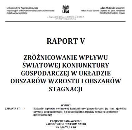 zróżnicowanie wpływu kryzysu gospodarczego H5: Rozwój społeczno-gospodarczy, rozpatrywany zarówno w ujęciu