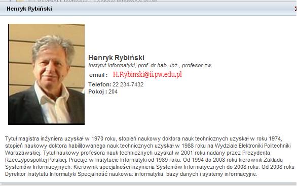 Opis pracownika, który został znaleziony za pomocą wyszukiwarki systemu Repozytorium WEiTI może wyglądać następująco: 4.3.