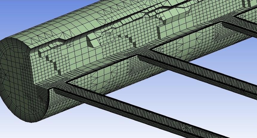 W ramach części numerycznej przeprowadzono walidację modelu numerycznego zbudowanego z wykorzystaniem komercyjnego kodu ANSYS CFD.