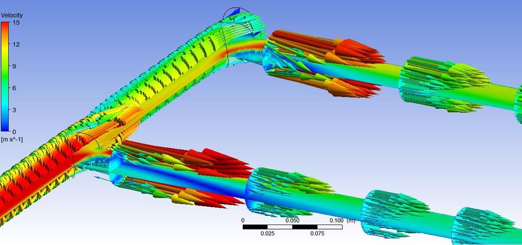 wylotowy d kol /d = 2, d =,461 m, L = 76 d, CFD-Post ANSYS Rys. 4.52.