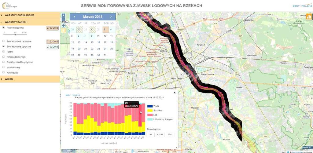 Wypracowany przez Astri Polska system monitoringu rzecznej pokrywy lodowej dostarcza informacji o aktualnym stanie rzek.