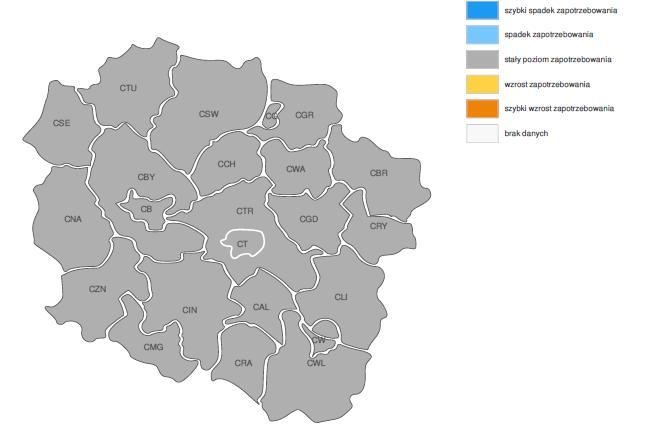 PROGNOZA NA 2018, WOJEWÓDZTWO KUJAWSKO-POMORSKIE ZMIANA ZAPOTRZEBOWANIA NA PRACOWNIKÓW W GRUPIE ZAWODÓW NAUCZYCIELE PRZEDMIOTÓW OGÓLNOKSZTAŁCĄCYCH WG POWIATÓW PROGNOZA NA 2018, WOJEWÓDZTWO