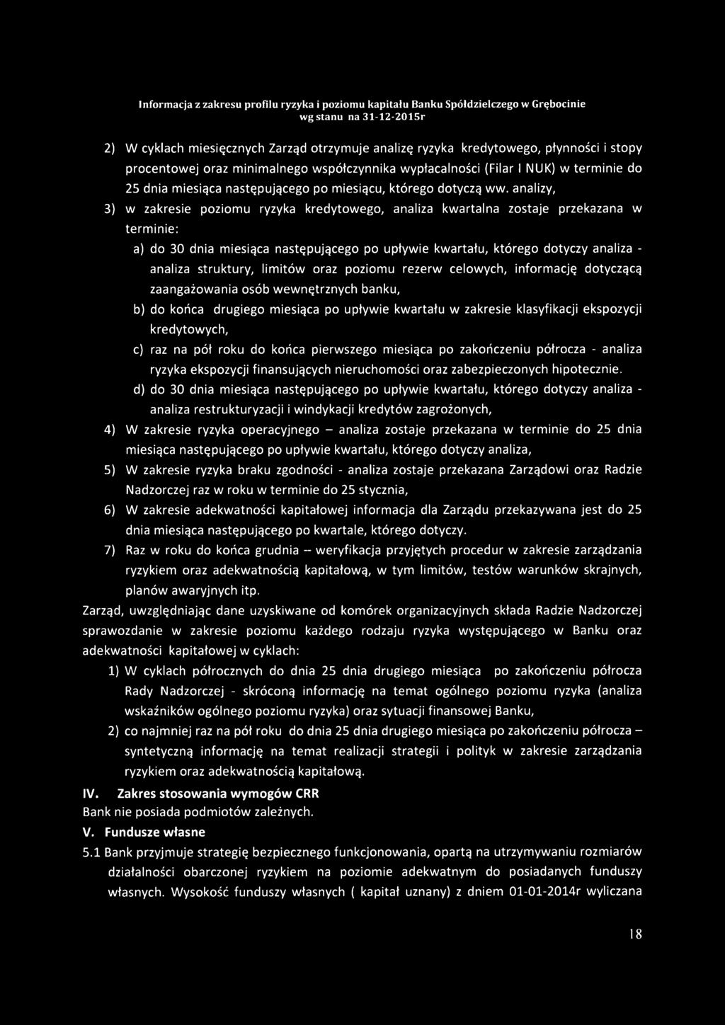 analizy, 3) w zakresie poziomu ryzyka kredytowego, analiza kwartalna zostaje przekazana w terminie: a) do 30 dnia miesiąca następującego po upływie kwartału, którego dotyczy analiza - analiza