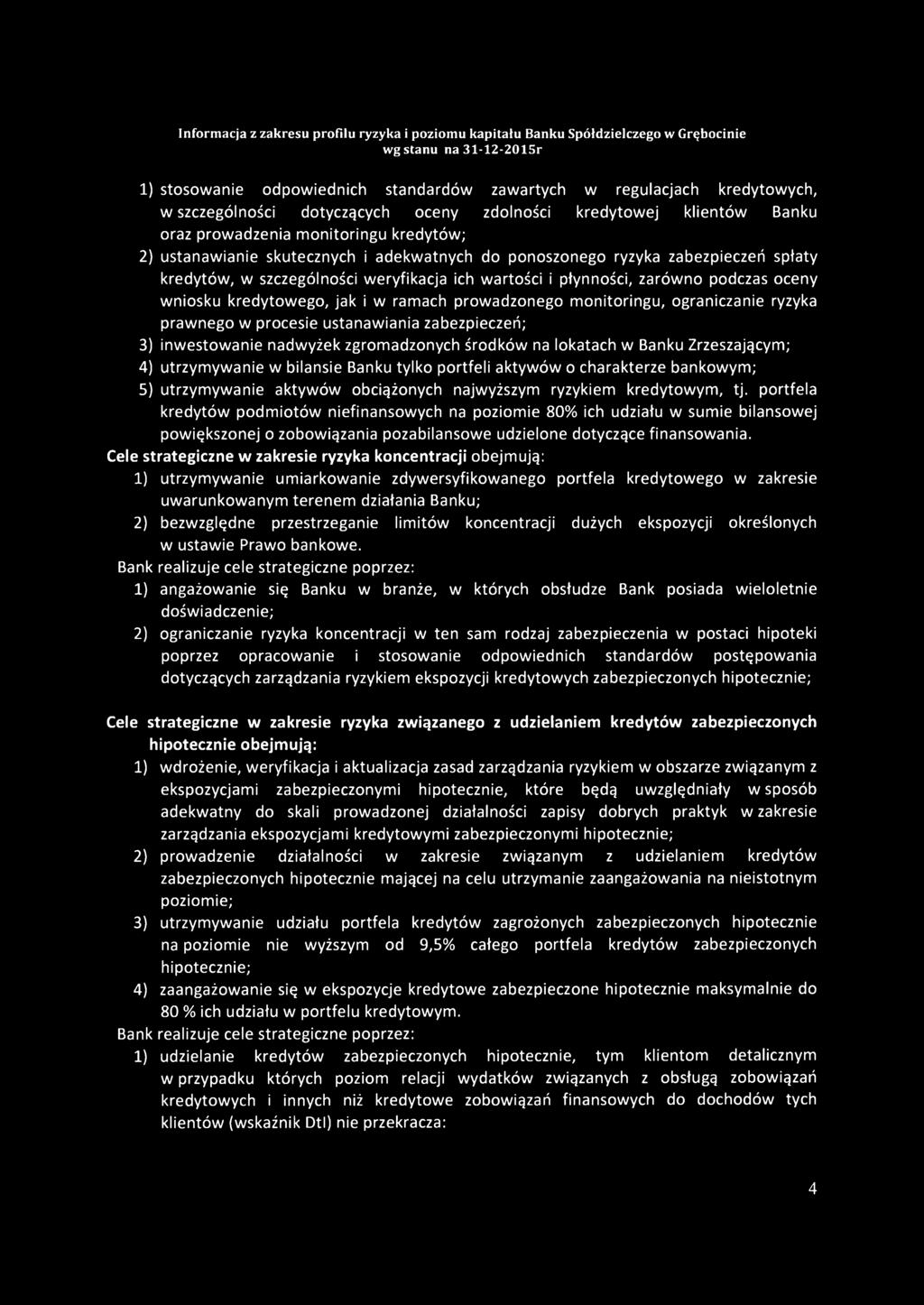 prowadzonego monitoringu, ograniczanie ryzyka prawnego w procesie ustanawiania zabezpieczeń; 3) inwestowanie nadwyżek zgromadzonych środków na lokatach w Banku Zrzeszającym; 4) utrzymywanie w