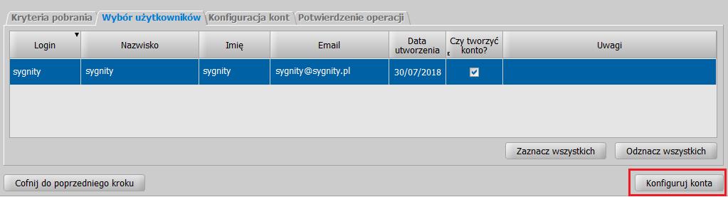 Operację można wykonać jedynie po poprawnym skonfigurowaniu usługi Active Directory.