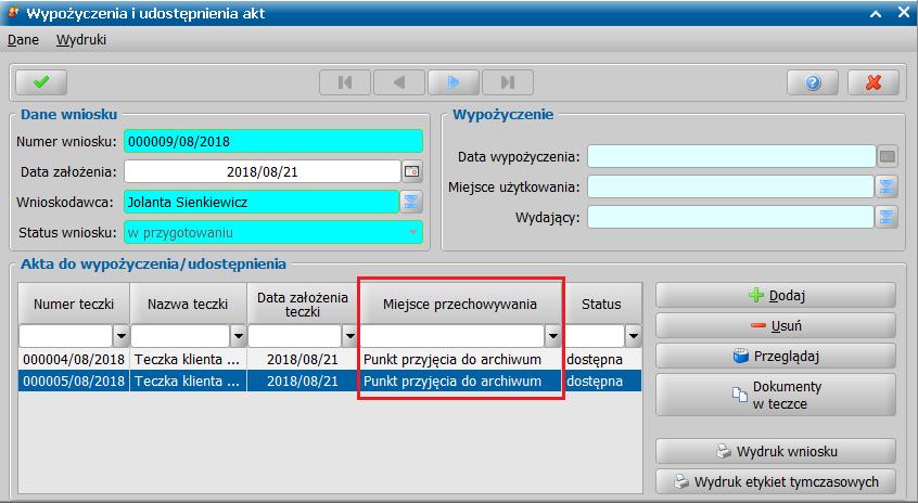 5. Dodanie parametru systemowego CZY MOŻLIWOŚĆ WYPOŻYCZENIA TYLKO Z JEDNEGO POMIESZCZENIA, określającego czy podczas tworzenia wniosków o