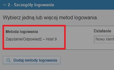 Jeżeli na przykład została tam wybrana opcja "Zapytanie/Odpowiedź - Host 9", MobilePASS nie będzie