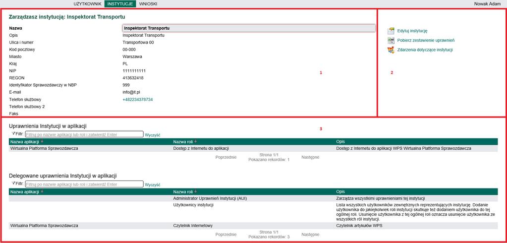 2. Menu Instytucje AUI posiada dostęp do menu Instytucje, która prezentuje wszystkie instytucje, w których