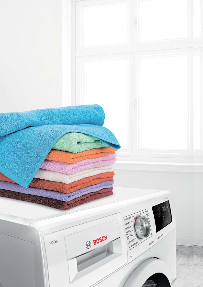 14 www.bosch-home.pl Pralki VarioPerfect z systemem automatycznego dozowania i-dos. Nie musisz już dobierać właściwej ilości płynu do każdego prania!