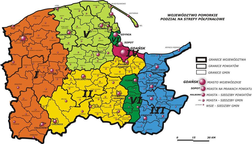 PODZIAŁ WOJEWÓDZTWA NA STREFY PÓŁFINAŁOWE Strefa I Strefa II Strefa III Słupsk m.