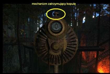 przycisk w urządzeniu powodującym jej zatrzymanie. Gdy odrysujemy znak, uruchamiamy ponownie kopułę. Skręcamy w prawo i na rozstaju ponownie w prawo. Mijamy kopułę i idziemy prosto.