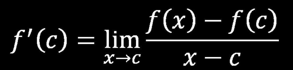 Różniczkowalność Pochodna funkcji f w c (o ile istnieje) : Jeżeli dla f