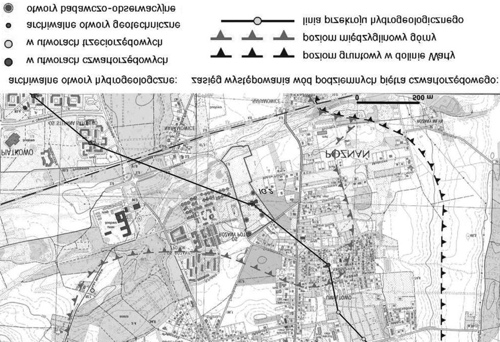 40 Jan Przybyłek, Wojciech Remisz, Tadeusz Theuss Ryc. 1. Położenie stacji obserwacyjnej wód podziemnych WNGiG UAM w Poznaniu runku zachodnim, ku dolinie Warty, do wysokości poniżej 100 m n.p.m. Dno doliny Warty znajduje się na wysokości ok.