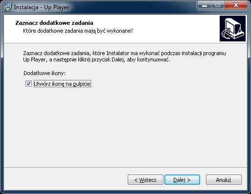 W oknie Zaznacz dodatkowe zadania jeśli chcemy aby skrót do programu pojawił się na