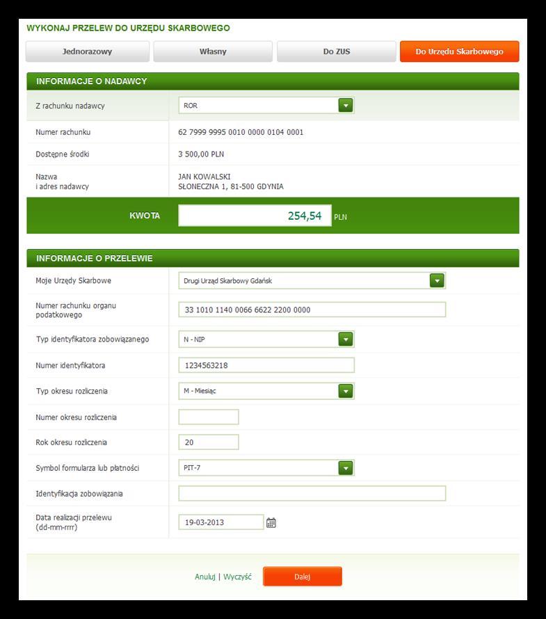 W polu Typ drugiego identyfikatora wybierz typ dokumentu, który ma być identyfikatorem; W polu Numer drugiego identyfikatora wprowadź serię i numer dokumentu, który został wybrany jako drugi