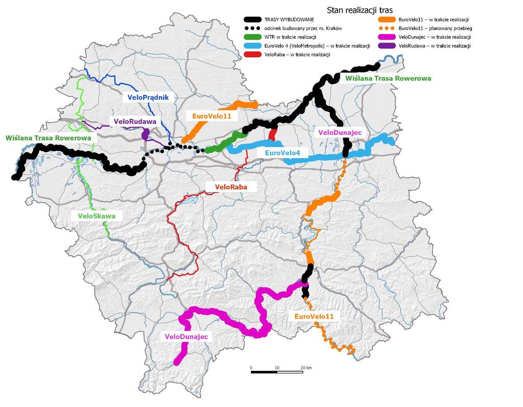 VeloMałopolska trasy w tracie realizacji 2018-2019 400 km