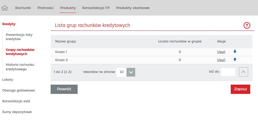 Lista grup rachunków kredytowych 11.2.