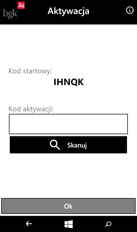 Kod startowy 3. W systemie bgk24 użytkownik definiuje PIN i klika przycisk Dalej. 4. W systemie bgk24 użytkownik wybiera jedną z opcji: a.