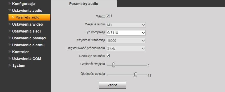 Tutaj należy zmieniać rozdzielczość oraz inne parametry dla wybranego strumienia według uznania. Zakładka Konfiguracja wideo. Rys.