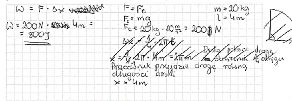 22 Sprawozdanie z egzaminu maturalnego 2018 Z warunku równowagi momentów sił wynika, że F=Q/2, a zatem: WW = FFFF = mmmm ll 400 J 2 Dodatkową trudnością w trzeciej metodzie jest konieczność