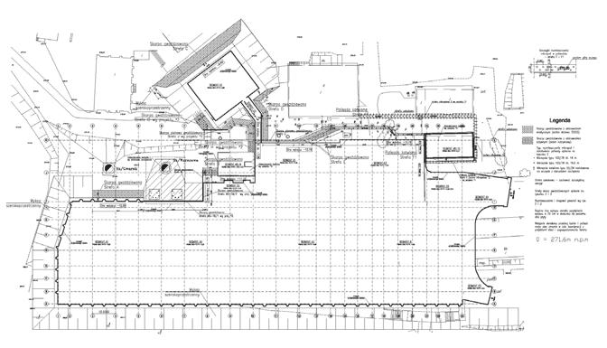 Geotechnika KATOWICE Ryc. 2. Plan sytuacyjny zabezpieczeń geotechnicznych metodzie obserwacyjnej z bardzo dużym wykorzystaniem kryteriów opisu według teorii Hoeka Browna.
