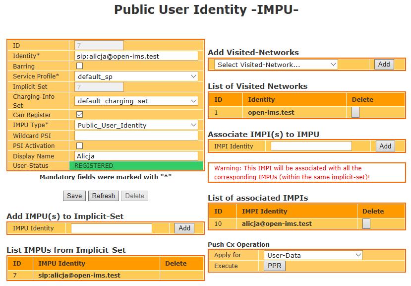 Architektura i zasada działania systemu IP Multimedia Subsystem IMPU (IP Multimedia Public Identity) oraz połączeniu ich w