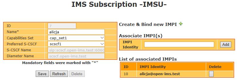 Na rysunkach 10-12 pokazano szczegółową zawartość kolejnych menu służących do konfiguracji odpowiednio identyfikatorów IMPI,