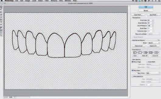 Fig. 30_Select all of the teeth in the grid by activating the magic wand selection tool and then clicking on each tooth with the grid layer activated (highlighted) in the layers palette.