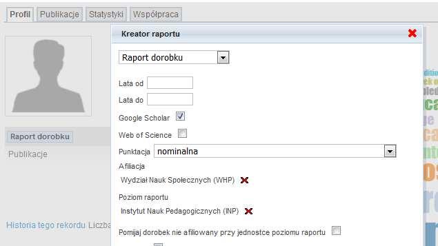 Tworzenie Raportu dorobku 3 4.
