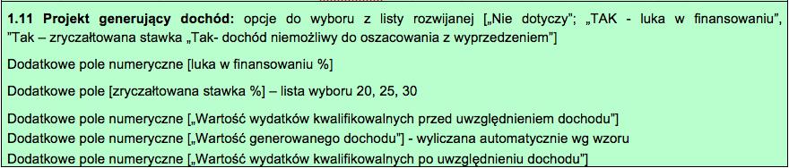 luka w finansowaniu projekty > 1 mln euro kosztów kwalifikowanych