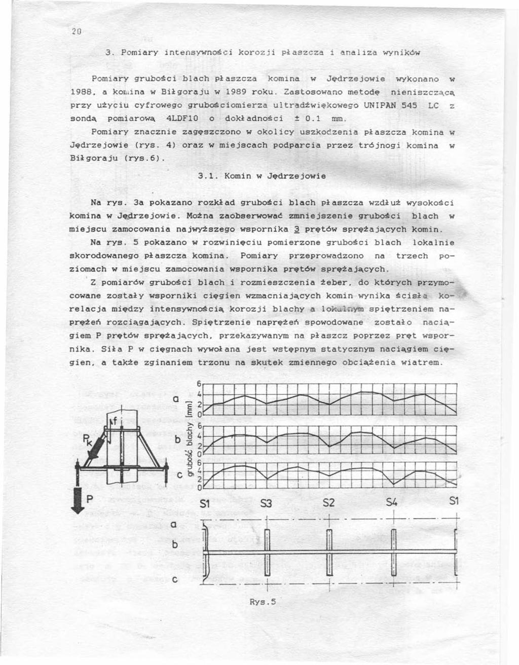 20 3. Pmiary intensywnści krzji płaszcza analiza wyników Pmiary grubści blach płaszcza kmina w Jędrzejwie wyknan w 1988. a kniina w Biłgraju w 1989 rku.