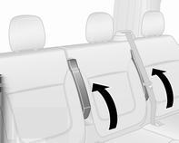 Schowek pod fotelem 3 82. Składanie i wyjmowanie tylnych foteli 9 Ostrzeżenie Podczas składania lub wyjmowania tylnych foteli trzymać ręce i nogi z dala od przemieszczających się elementów.