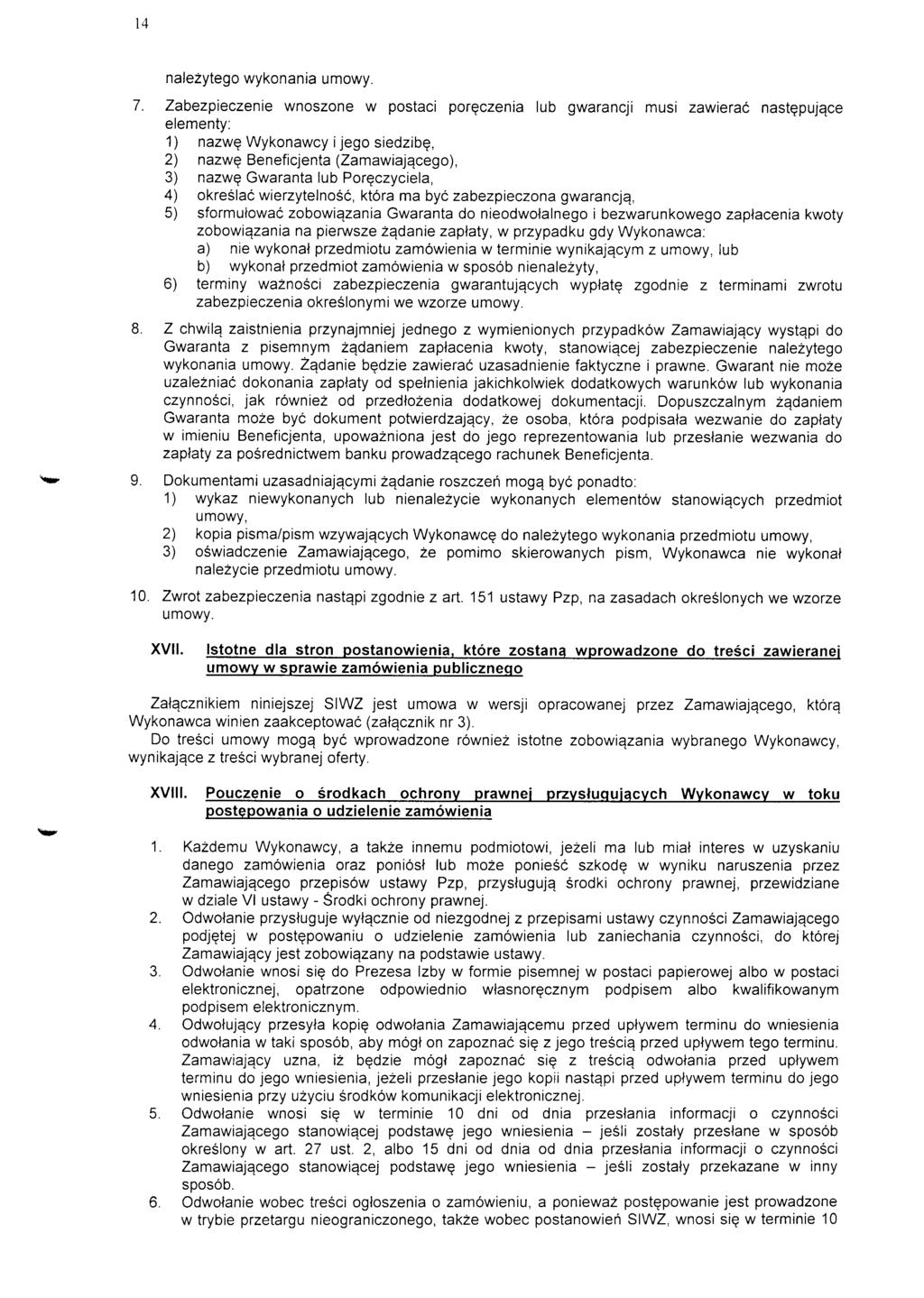 14 nalezytego wykonania umowy. 7.
