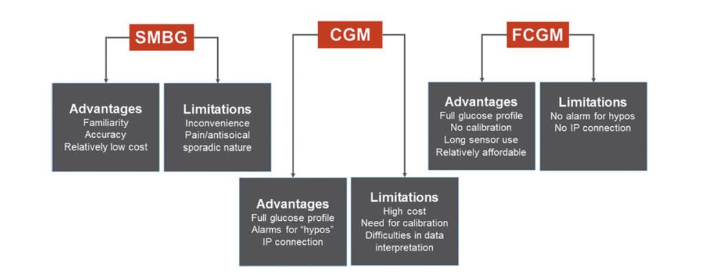 Podsumowanie zalety i wady SMBG, CGM, FCGM Korzyści - Przyzwyczajenie - Niski koszt Ograniczenia - Niewygoda - Ból - Kłopotliwość społeczna Korzyści - Pełny profil glikemii - Alarmy - integracja z
