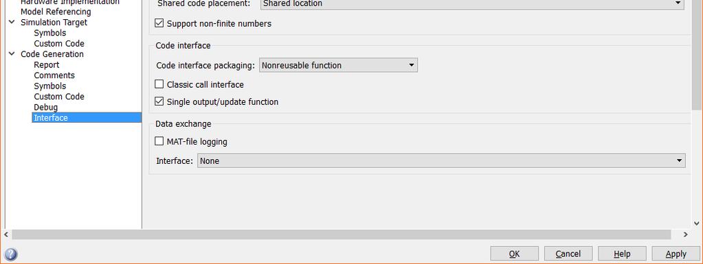 SIMULINK Coder- przykład Krok 2: parametry