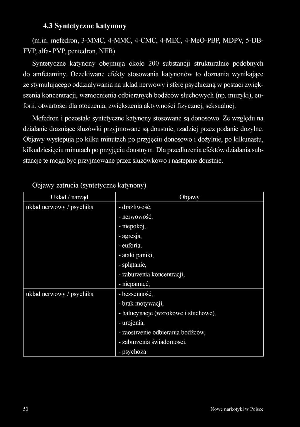 4.3 Syntetyczne katynony (m.in. mefedron, 3-MMC, 4-MMC, 4-CMC, 4-MEC, 4-MeO-PBP, MDPV, 5-DB- FVP, alfa- PVP, pentedron, NEB).