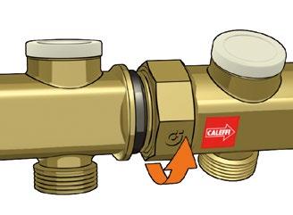 CALEFFI CALEFFI CALEFFI Szczegóły konstrukcyjne Rozdzielacz zasilania 3 Rozdzielacz zasilania wyposażony jest w zawory równoważące z możliwością odcięcia.