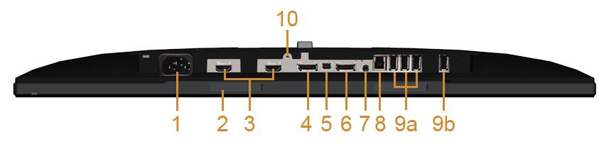 2 Uchwyty montażowe panelu dźwiękowego Dell 3 Łącznik portu HDMI (MHL) 4 Złącze wejścia DisplayPort Do