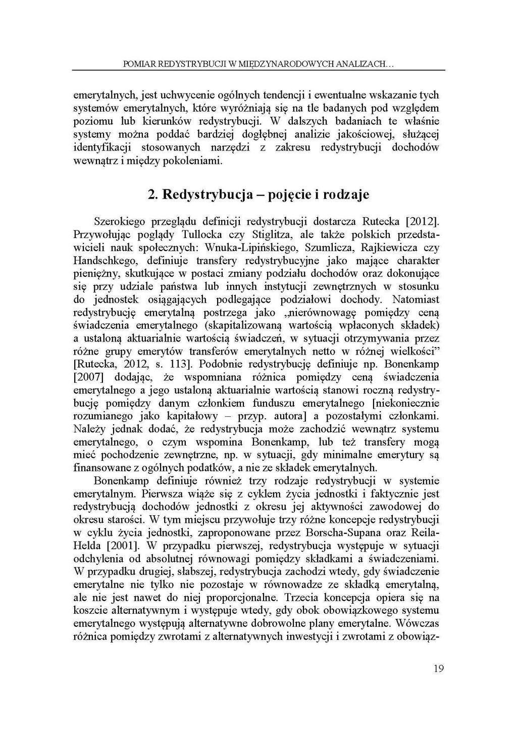 POMIAR REDYSTRYBUCJI W MIĘDZYNARODOWYCH ANALIZACH.