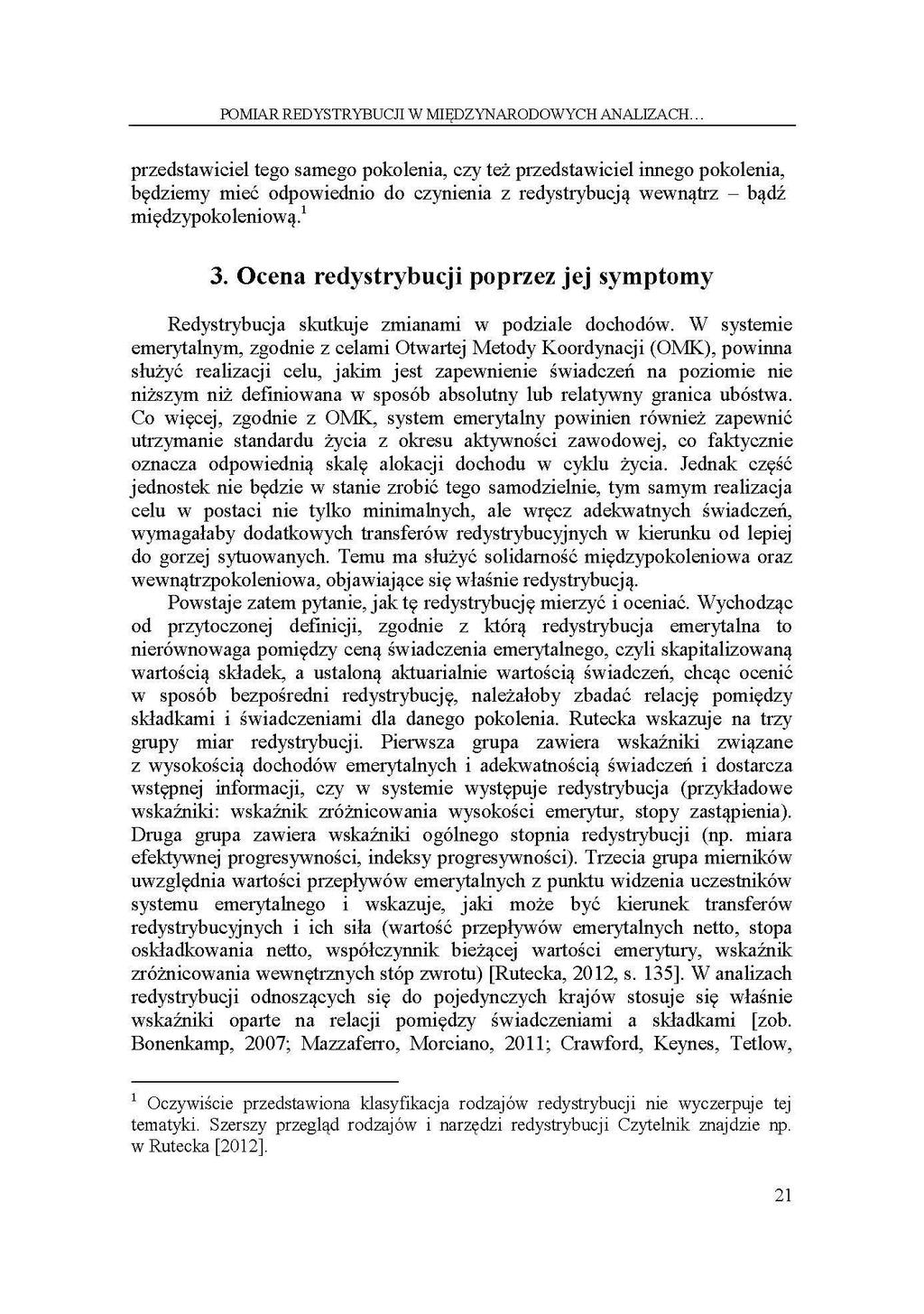 POMIAR REDYSTRYBUCJI W MIĘDZYNARODOWYCH ANALIZACH.
