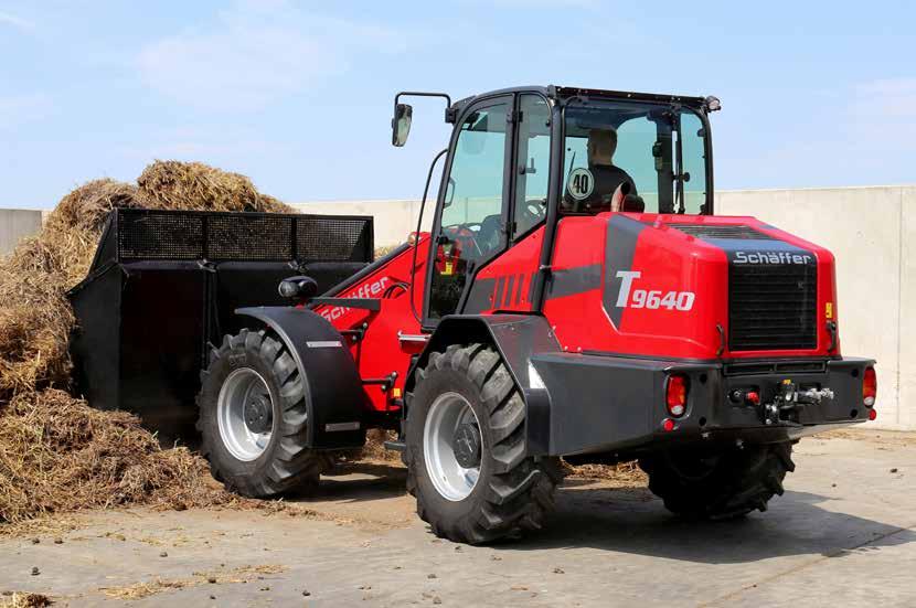 SCHÄFFER 964 T Szybko reagujące cylindry współpracujące z hydrauliką Load-Sensing (145l/min 22 bar) Norma emisji spalin Tier IV Final bez zastosowania filtra cząstek stałych, co obniża koszty