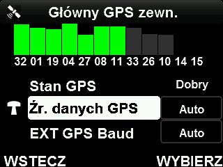 2 SPRAWDZANIE SYGNAŁU GPS WAŻNE Podczas pierwszego uruchomienia systemu odbiór sygnału satelity GPS może zająć kilka minut. 1. Naciśnij przycisk MENU. 2.