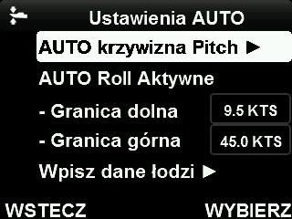Podczas pierwszego uruchomienia systemu (rozdział 5) domyślna krzywa jest obliczana w oparciu o dane dotyczące łodzi (długość, szerokość całkowitą, wagę).