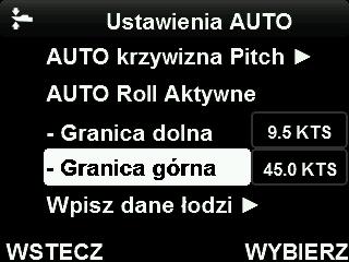 8 AUTOMATYCZNA KONTROLA ROLL 8.1 AUTOMATYCZNY ROLL Po aktywowaniu funkcji automatycznej kontroli roll system automatycznie eliminuje niewygodny i niebezpieczny roll łodzi.