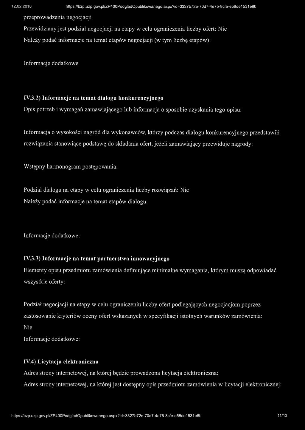 (w tym liczbę etapów): Informacje dodatkowe IV.3.