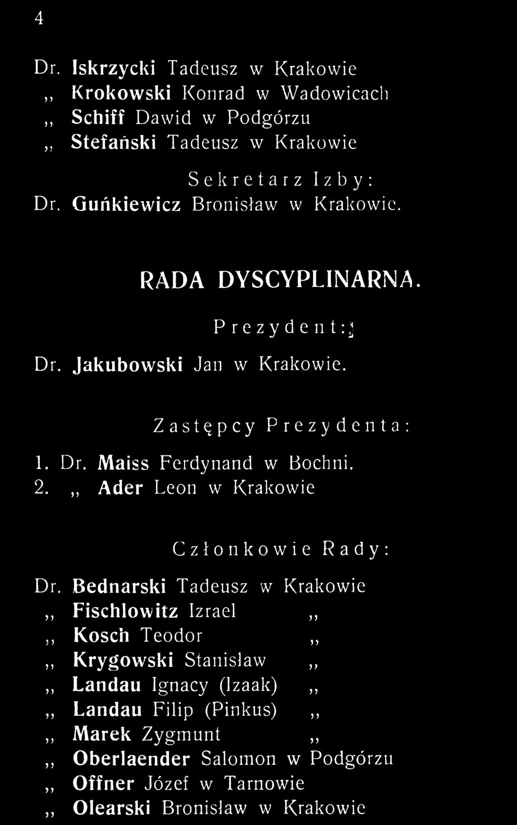 2.,, Ader Leon w Krakowie Członkowie Rady: Dr.
