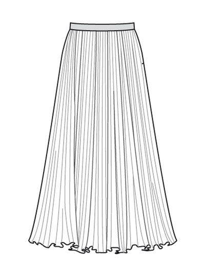 Zadanie 37. Do ułożenia fałd w elementach spódnicy damskiej przedstawionej na rysunku należy zastosować A. żelazko parowo-elektryczne. B. prasę specjalistyczną. C. stół do plisowania. D. prasę formującą.